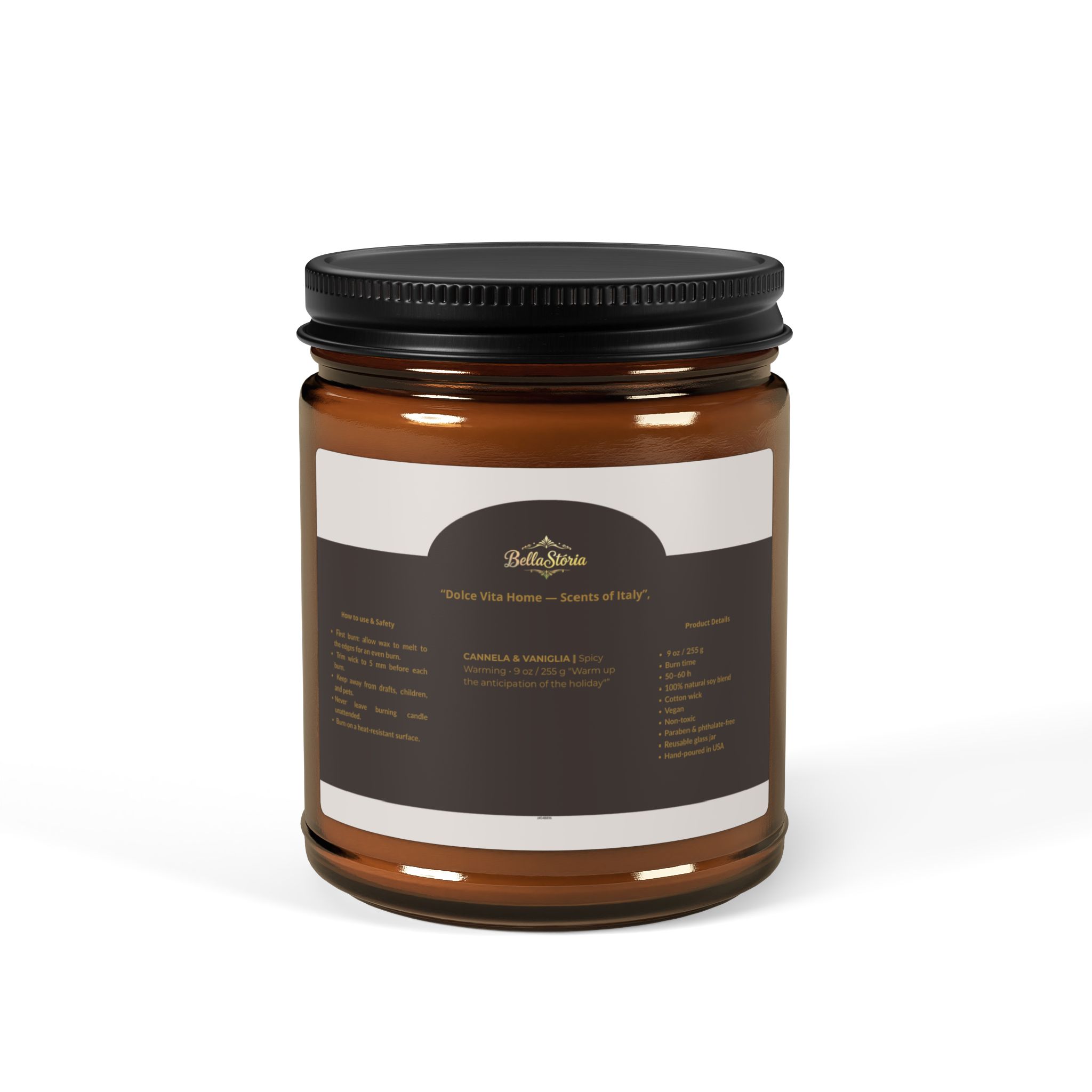 Cinnamon & Vanilla Soy Candle | BellaStoria - Image 3