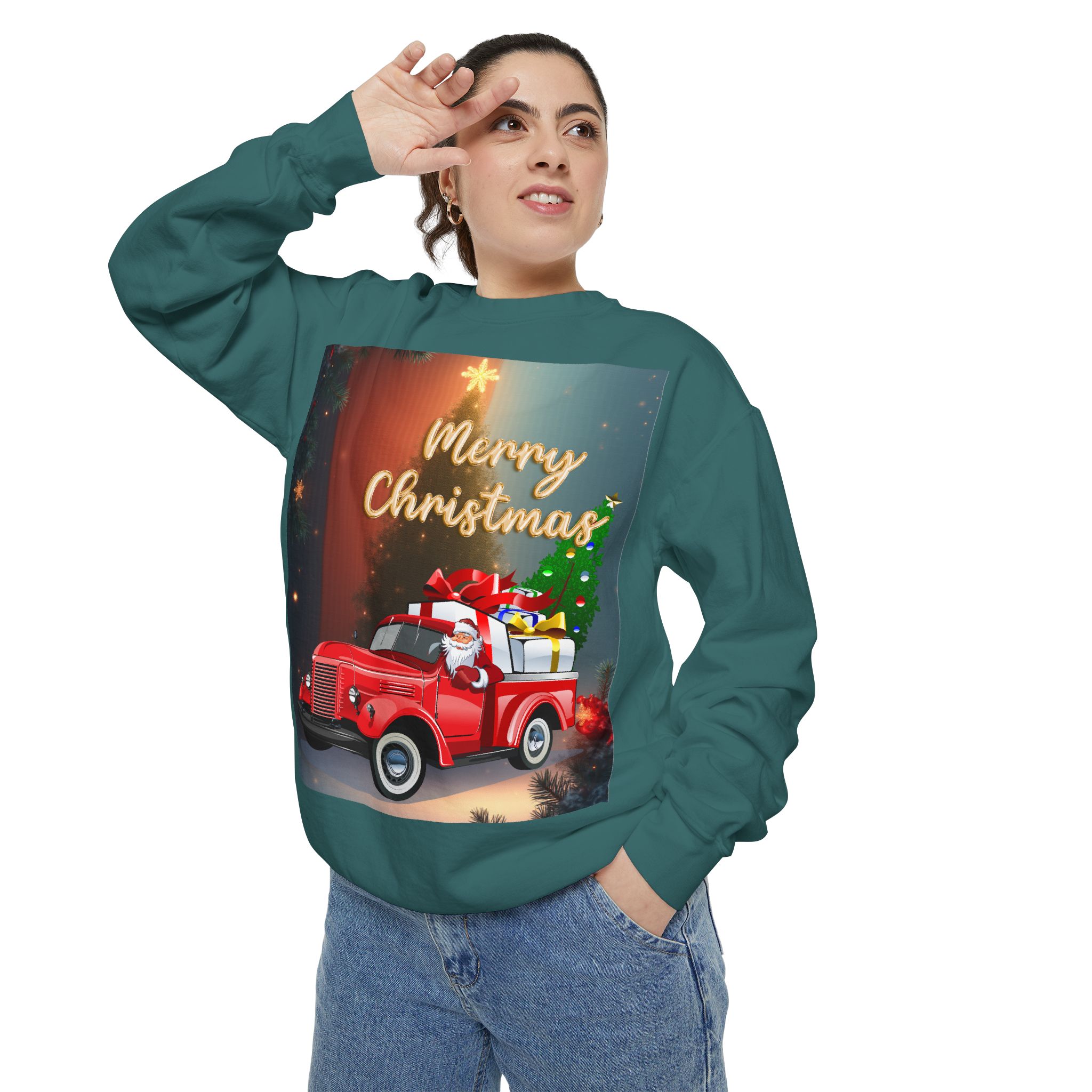 BellaStoria | Merry Christmas Sweatshirt — Vintage Red Truck - Image 14