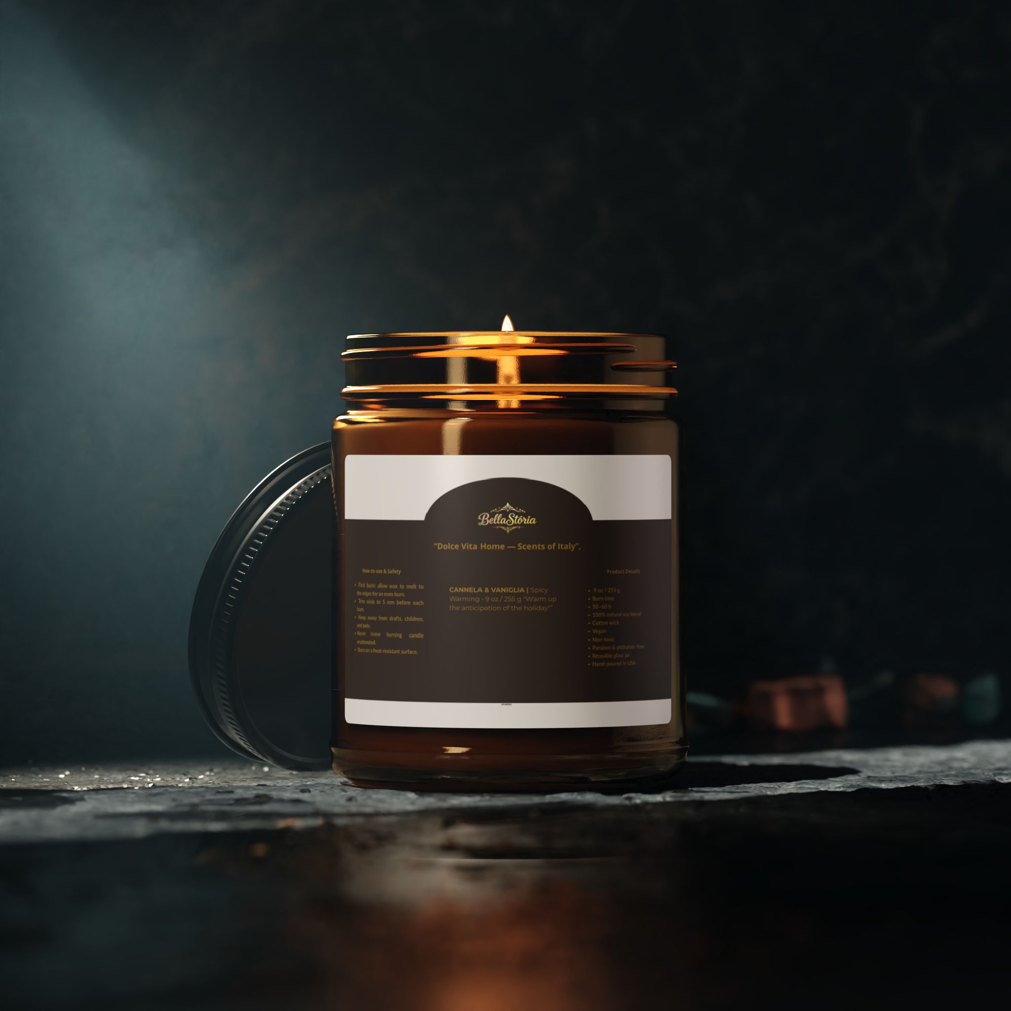 Cinnamon & Vanilla Soy Candle | BellaStoria - Image 4