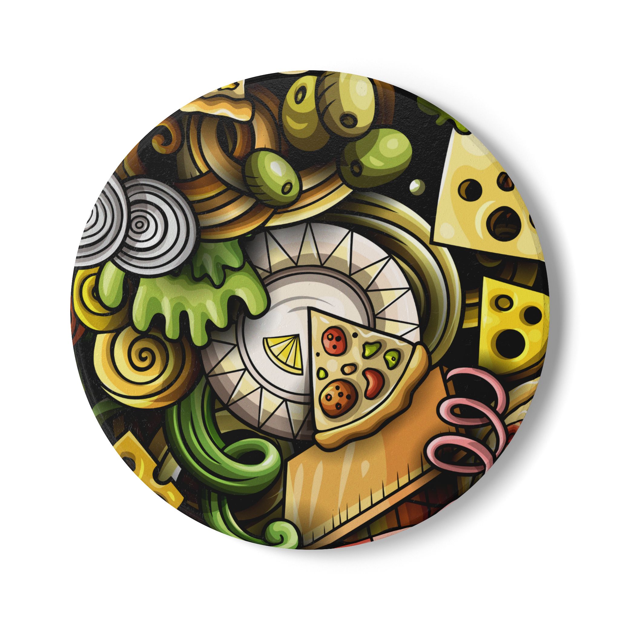 BellaStoria | Pizza Doodle Ceramic Coaster – Food Art Decor - Image 4
