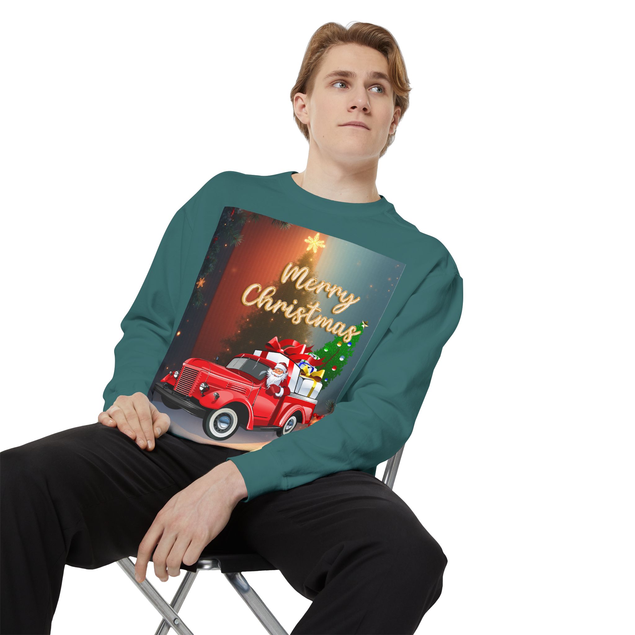 BellaStoria | Merry Christmas Sweatshirt — Vintage Red Truck - Image 13