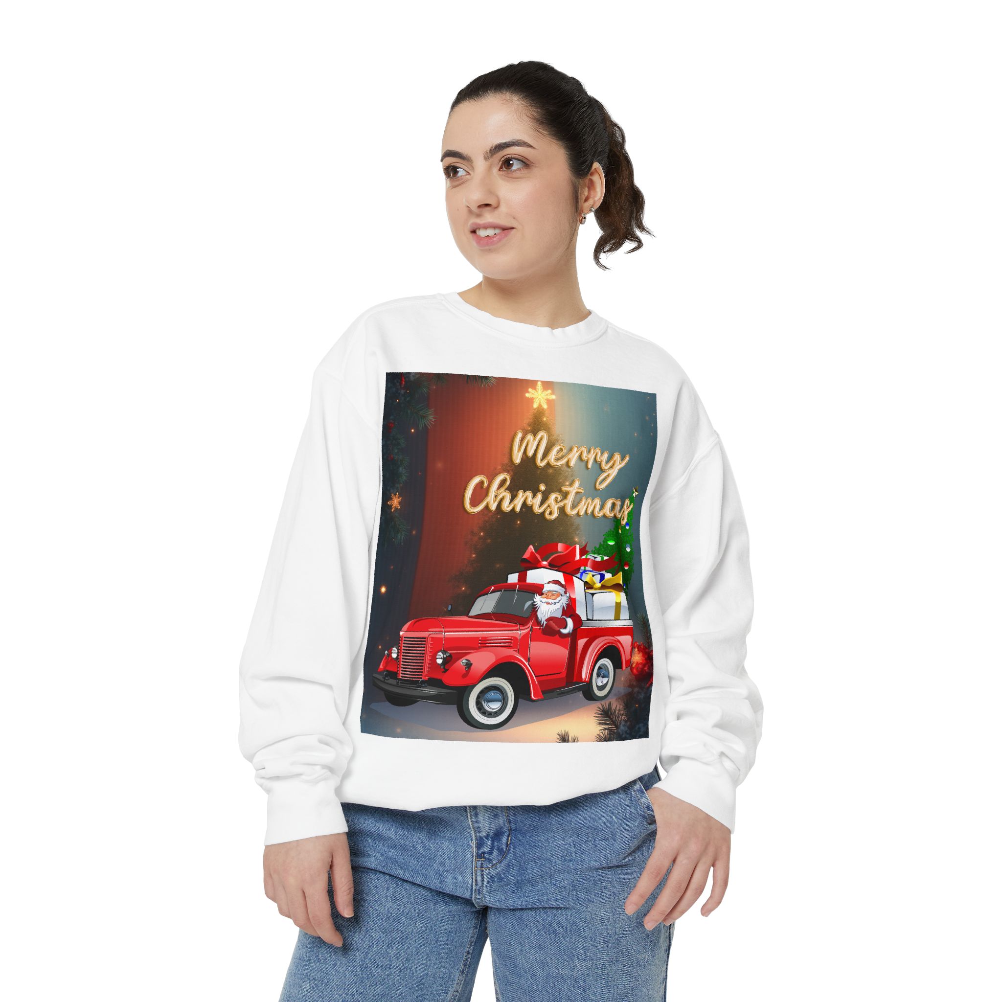 BellaStoria | Merry Christmas Sweatshirt — Vintage Red Truck - Image 5